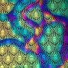 90 Pre Made Etched Pattern #126 Peacock Feathers, Cool Lava CBS Dichroic on Thin Clear Glass