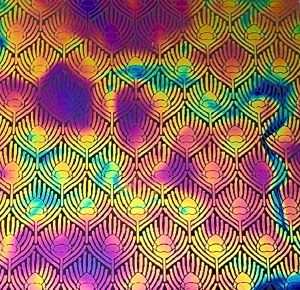 90 Pre Made Etched Pattern #126 Peacock Feathers, Fusion G-Magenta CBS  Dichroic on Vintage FX Thin Clear Glass