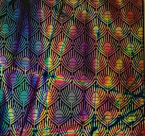 90 Pre Made Etched Pattern #126 Peacock Feathers, Pixie Stix Mixture #2 CBS Dichroic on Thin Black Glass