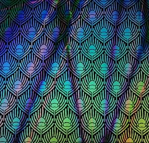 90 Pre Made Etched Pattern #126 Peacock Feathers, Pixie Stix Mixture #1 CBS Dichroic on Thin Black Glass