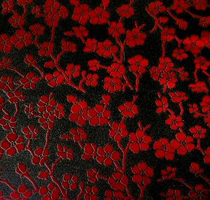 90 Pre Made Etched Pattern #127 Cherry Blossoms, Candy CBS  Dichroic on Thin Black Glass