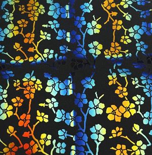 90 Pre Made Etched Pattern #127 Cherry Blossoms, RBB Candy CBS Dichroic on Thin Black Glass