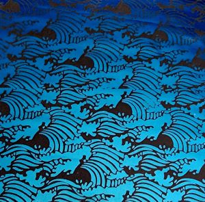 90 Pre Made Etched Pattern #133 Waves, P-Teal CBS  Dichroic on Thin Clear Glass