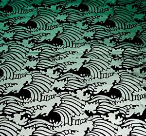 90 Pre Made Etched Pattern #133 Waves, R-Silver Blue CBS  Dichroic on Thin Black Glass