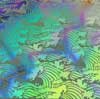 90 Pre Made Etched Pattern #133 Waves, Reptilian CBS Dichroic on Vintage Uroboros FX Thin Clear Glass
