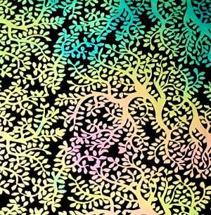 90 Pre Made Etched Pattern #137 Henna Trees, Aurora Borealis G-Pink CBS  Dichroic on Thin Black Glass