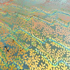 90 Pre Made Etched Pattern #137 Henna Trees, Voltage Mixture CBS Dichroic on Thin Clear Glass