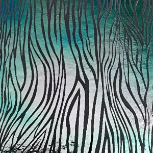 90 Pre Made Etched Pattern #138 Wood Grain, Aurora Borealis R-Silver CBS Dichroic on Thin Clear Glass