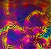 90 Pre Made Etched Pattern #139 Florida Fans, Aurora Borealis G-Magenta Blue CBS Dichroic on Thin Clear Glass