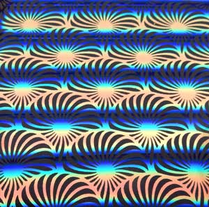 90 Pre Made Etched Pattern #139 Florida Fans, RBA Salmon CBS Dichroic on Thin Black Glass