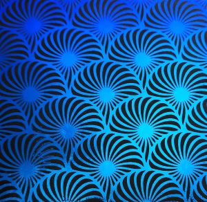 90 Pre Made Etched Pattern #139 Florida Fans, Y-Blue CBS Dichroic on Thin Black Glass