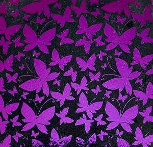 90 Pre Made Etched Pattern #144 Mixed Butterflies, G-Magenta CBS Dichroic on Thin Clear Glass