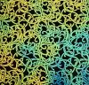90 Pre Made Etched Pattern #147  Nouveau, Aurora Borealis Cyan Copper CBS Dichroic on Thin Black Glass