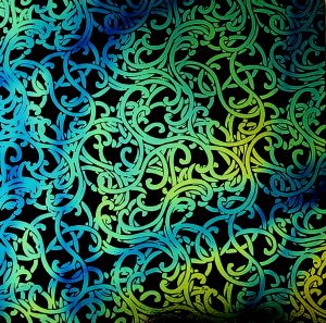 96 Pre Made Etched Pattern #147 Nouveau Curls, Pixie Stix B-Gold CBS Dichroic on Thin System 96 Black Glass