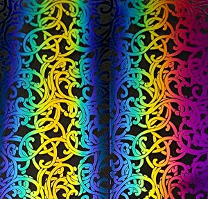 90 Pre Made Etched Pattern #147 Nouveau, RBC G-Magenta CBS Dichroic on Vintage Uroboros FX Thin Clear Glass