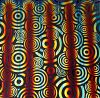 90 Pre Made Etched Pattern #148 Psycho Circles, RBA Candy CBS Dichroic on Thin Clear Glass