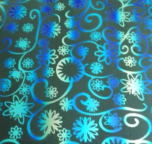 90 Pre Made Etched Pattern #149 Mid-Century Flowers, RBA Silver CBS Dichroic on Thin Black Glass