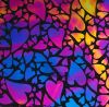 90 Pre Made Etched Pattern #153 Mixed Hearts, Aurora Borealis G-Magenta Blue Dichroic in Thin Black Glass