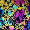 90 Pre Made Etched Pattern #155 Gears, Aurora Borealis G-Magenta CBS Dichroic on Thin Clear Glass