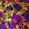 90 Pre Made Etched Pattern #155 Gears, Fusion G-Magenta CBS Dichroic on Thin Clear Glass