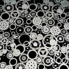 90 Pre Made Etched Pattern #155 Gears, R Silver CBS Dichroic on Thin Black Glass