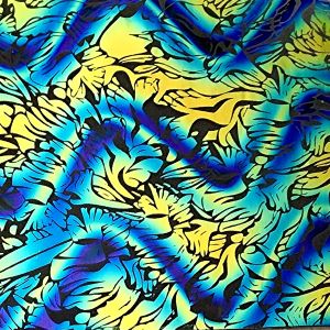 90 Pre Made Etched Pattern #156 Iris, Twizzle Cyan Copper CBS Dichroic on Thin Clear Glass