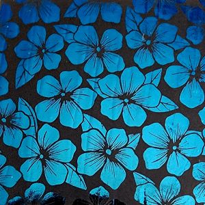 90 Pre Made Etched Pattern #159 Round Plumeria, P-Teal CBS Dichroic on Thin Clear Glass