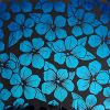 90 Pre Made Etched Pattern #159 Round Plumeria, P-Teal CBS Dichroic on Thin Clear Glass