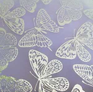 90 Pre Made Etched Pattern #160 Giant Moths, R-Silver Dichroic on Thin Neo Lavender  Glass