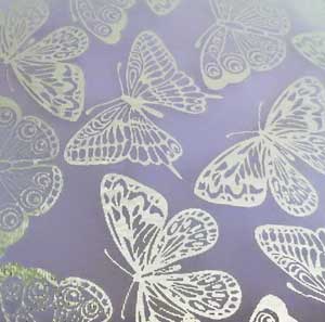 90 Pre Made Etched Pattern #160 Giant Moths, R-Silver CBS Dichroic on Thin Neo Lavender  Glass