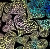 90 Pre Made Etched Pattern #161 Mosaic Hearts, Aurora Borealis G-Pink Dichroic on Thin Black Glass