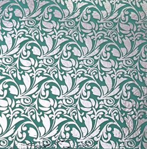90 Pre Made Etched Pattern #162 French Leaves, R-Silver CBS Dichroic on Thin Lt. Aqua Glass