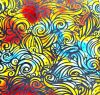 90 Pre Made Etched Pattern #163 Mermaid Curls, Aurora Borealis RB1 CBS Dichroic on Thin Clear Glass