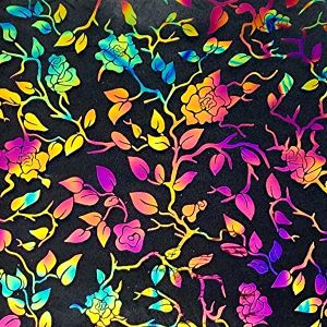 90 Pre Made Etched Pattern #166 Roses and Leaves, Aurora Borealis G-Magenta CBS Dichroic #2 on Clear Glass #2