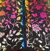 90 Pre Made Etched Pattern #166 Roses and Leaves, RBD G-Magenta Blue Dichroic on Thin Black Glass