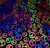 90 Pre Made Etched Pattern #170 Peace, Cool Lava CBS Dichroic on Vintage Uroboros FX Thin Clear Glass