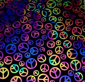 90 Pre Made Etched Pattern #170 Peace, Cool Lava CBS Dichroic on Vintage Uroboros FX Thin Clear Glass