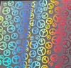 90 Pre Made Etched Pattern #170 Peace, RBC Candy CBS Dichroic on Vintage Uroboros FX Thin Clear Glass