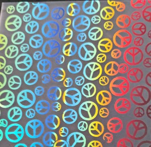90 Pre Made Etched Pattern #170 Peace, RBC Candy Dichroic on Vintage Uroboros FX Thin Clear Glass