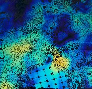 90 Pre Made Etched Pattern #171 East Indian Lace, Cool Lava (Cool side) CBS  Dichroic on Thin Black Glass