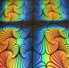 90 Pre Made Etched Pattern #172 Interlocking Gingkos, RBB Candy Dichroic on Thin Black Glass