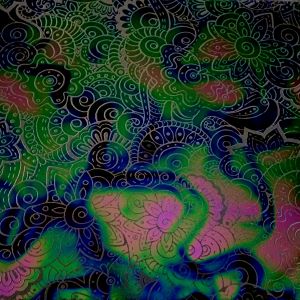 90 Pre Made Etched Pattern #173 Henna Lace, Fusion G-Pink CBS Dichroic on Vintage FX Thin Clear Glass
