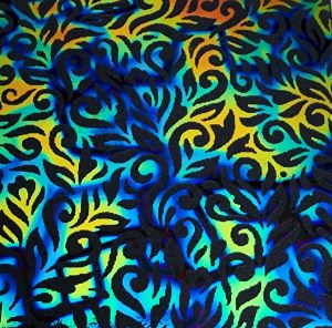 90 Pre Made Etched Pattern #177 Flora, Cool Lava (cool side) CBS Dichroic on Thin Black Glass