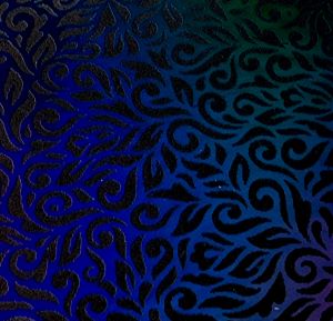 90 Pre Made Etched Pattern #177 Flora, Mixture CBS Dichroic on Thin Black Glass
