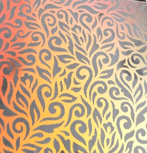 90 Pre Made Etched Pattern #177 Flora, Mixture CBS Dichroic on Vintage Uroboros FX Thin Clear Glass