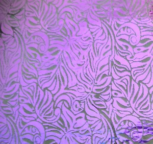 90 Pre Made Etched Pattern #178 Philodendron, Crinkle Purple Dichroic on Thin Black Glass