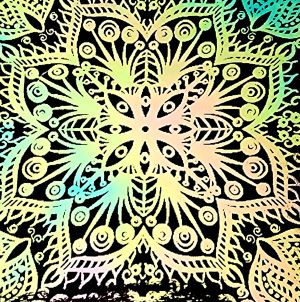 90 Pre Made Etched Pattern #180 Russian Lace, Aurora Borealis G-Pink CBS Dichroic on Thin Black Glass
