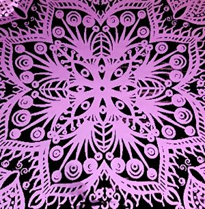 90 Pre Made Etched Pattern #180 Russian Lace, G-Pink CBS Dichroic on Thin Black Glass
