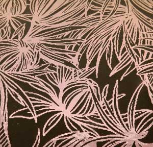 90 Pre Made Etched Pattern #183 Banana Leaf, Exotic G-Pink CBS Dichroic on Thin Clear Glass