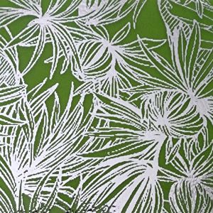 90 Pre Made Etched Pattern #183 Banana Leaf, R-Silver CBS Dichroic on Thin Bullseye Spring Green Glass